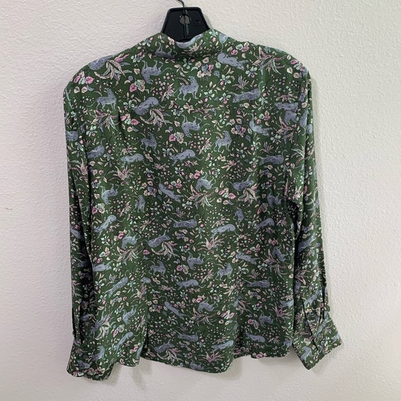 SOLD J.CREW COLLECTION Silk Shirt Jungle Cat Print - Picture 6 of 9
